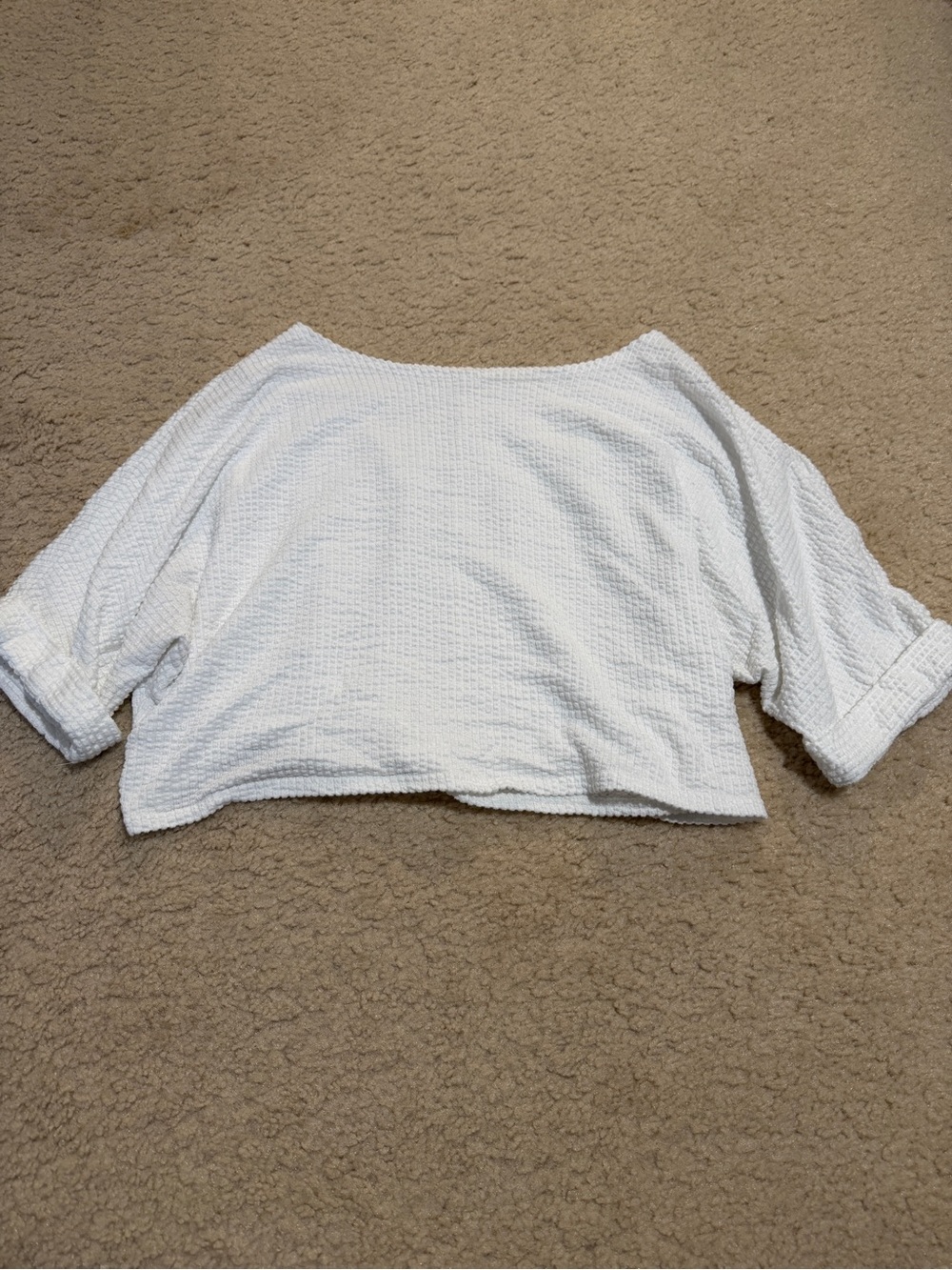 Women's White Textured Cropped Top